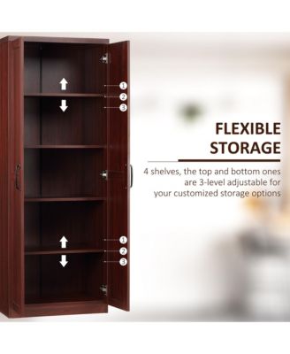 63" Kitchen Pantry, Storage Cabinet with 2 Doors, Adjustable Shelves