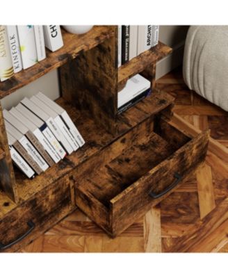 Industrial Bookshelf with 2 Drawers & 12 Shelves