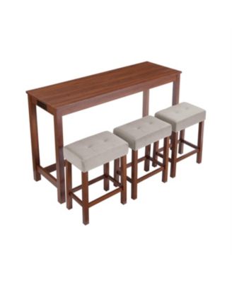  59" Bar Table Set w/ Power Outlet & 3 Stools