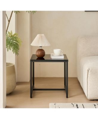 Glass Night Stand with Metal Leg