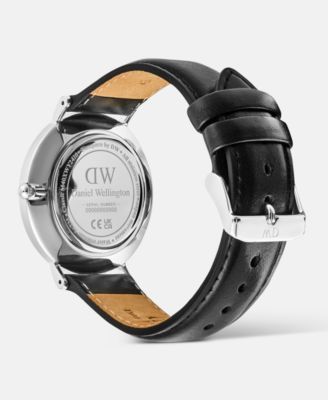 Men's Analog Black Leather Watch, 40mm