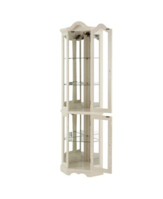 Lighted Corner Curio Cabinet - Tempered Glass - White