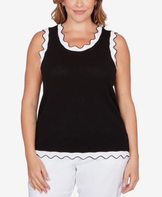 Plus Size Scallop Trim Tank Sweater