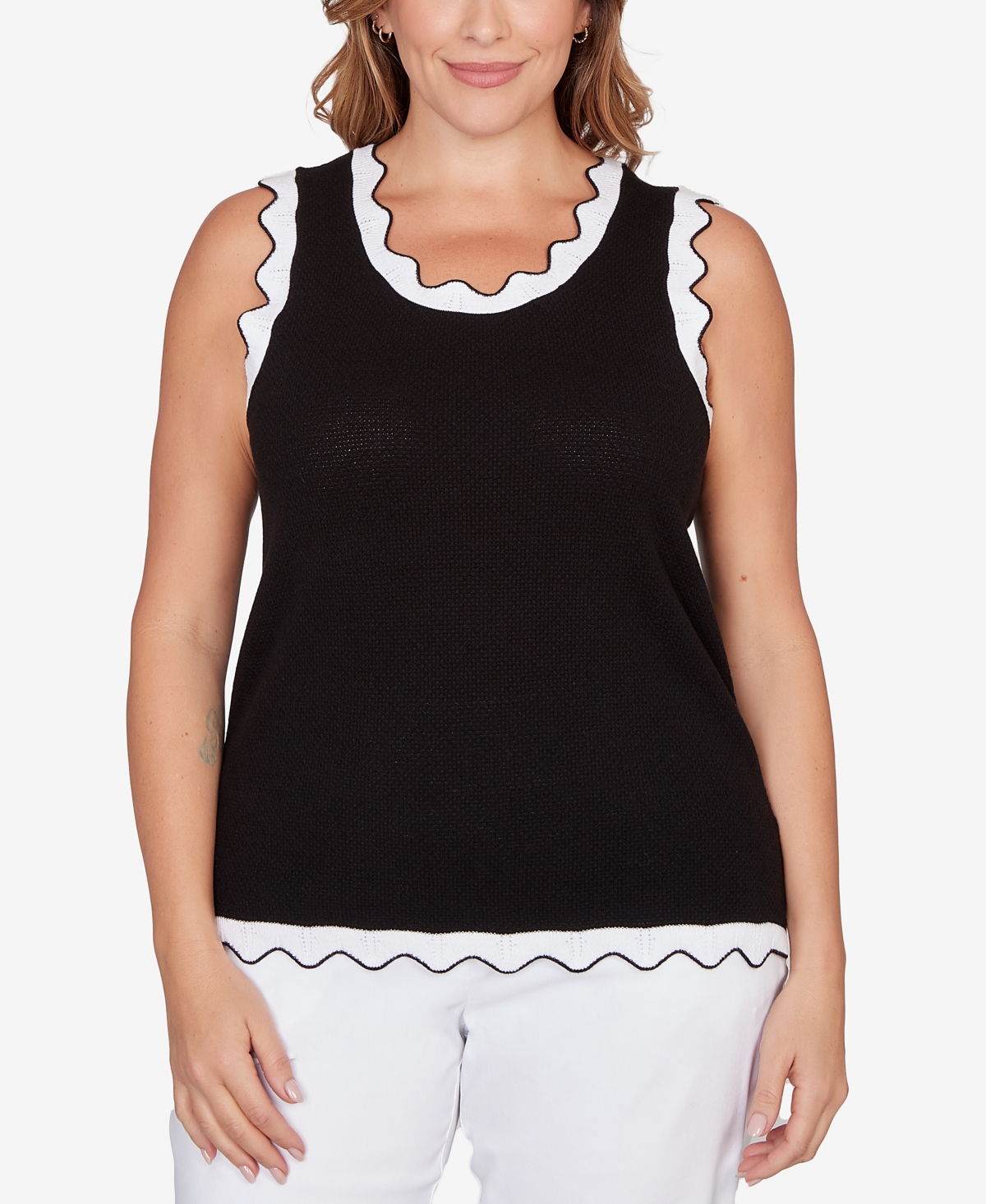 Ruby Rd. Plus Scallop Trim Tank Sweater