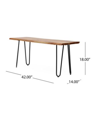  Modern Industrial Acacia Wood Dining Bench