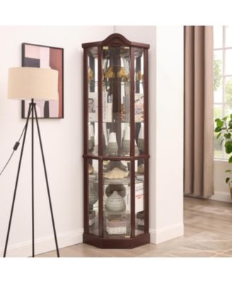 Lighted Corner Curio Cabinet - Dark Cherry