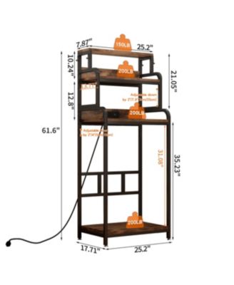 Vintage 4-Tier Mini Fridge Stand with Storage