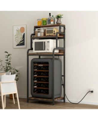 Vintage 4-Tier Mini Fridge Stand with Storage