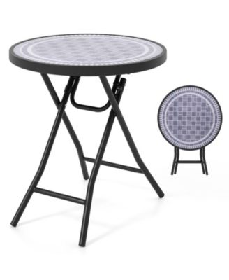 18" Folding Side Table Round Compact Coffee Table