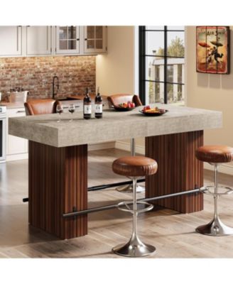 62.2Inch Bar Table, Industrial Counter Height Pub Dining Table, Large Home Bar Unit