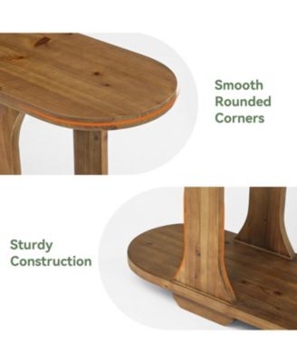 63 Inch Solid Wood Console Table, Farmhouse Couch Table Behind Sofa with 2-Tier Shelf for Hallway, Foyer, Entrance