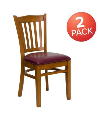 2 Pack Vertical Slat Back Wooden Restaurant Chair