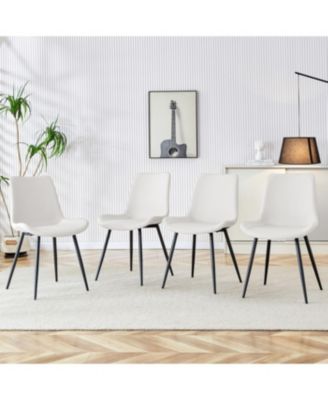 Faux Leather Dining Chair with Metal Legs
