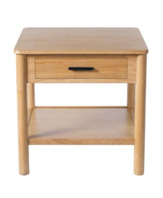 Wood Side Table with Storage - Light Luxury