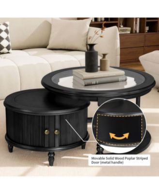 Streamdale Modern Nesting Coffee Table Set with Glass and Solid Wood Frame