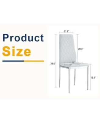 8-Set Leather Office Chairs: High-Back Diamond Quilted, 45D Foam Cushion. Black/White/Gray.