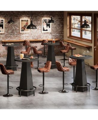 Bar Table, 37.4" High Round Pub Table for Small Spaces, Kitchen, Dining Room (Only Table)