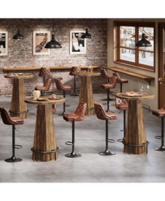 Bar Table, 37.4" High Round Pub Table for Small Spaces, Kitchen, Dining Room (Only Table)