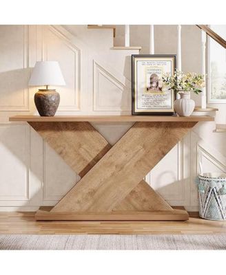 63" Console Table, Farmhouse Wooden Couch Table Behind Sofa with Storage, Long Entryway Sofa Station