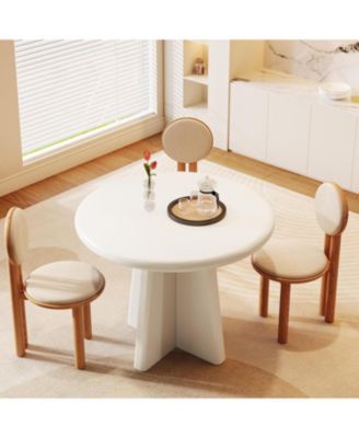 31.5-Inch Wood Sturdy Base, Modern Dinner Furniture Round Dining Table
