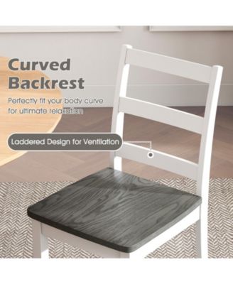 Set of 2 Dining Chairs Ladder Back Armless Side Chair w/ Solid Rubber Wood Legs