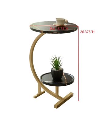 Rouge C-Shaped Side Table – Faux Marble Top & Gold Metal Frame Modern Accent Table, Sofa Table