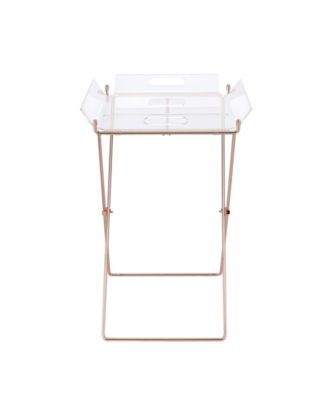 Rectangular Tray Table with Removable Clear Acrylic Top, Metal X-Frame Base, 100 lbs Capacity, Modern Accent Table