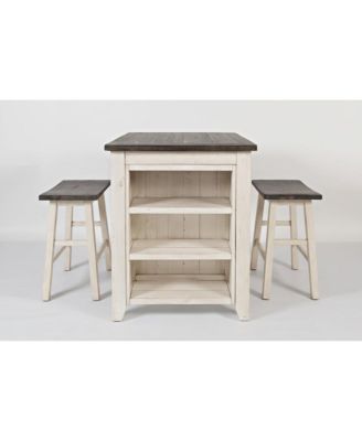 Rustic Solid Wood Farmhouse 3 Piece Counter Height Dining Set