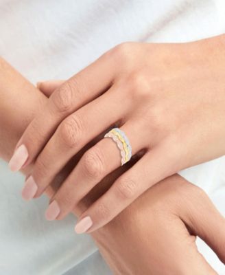 3-Pc. Lab-Grown Diamond Stack Ring (1.ct. t.w.) Set in Sterling Silver, 14k Yellow Gold Plating & 14k Rose Gold Plating Sterling Silver