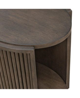 City View Chairside Table for Living Room- Coffee Bean Oak Wood