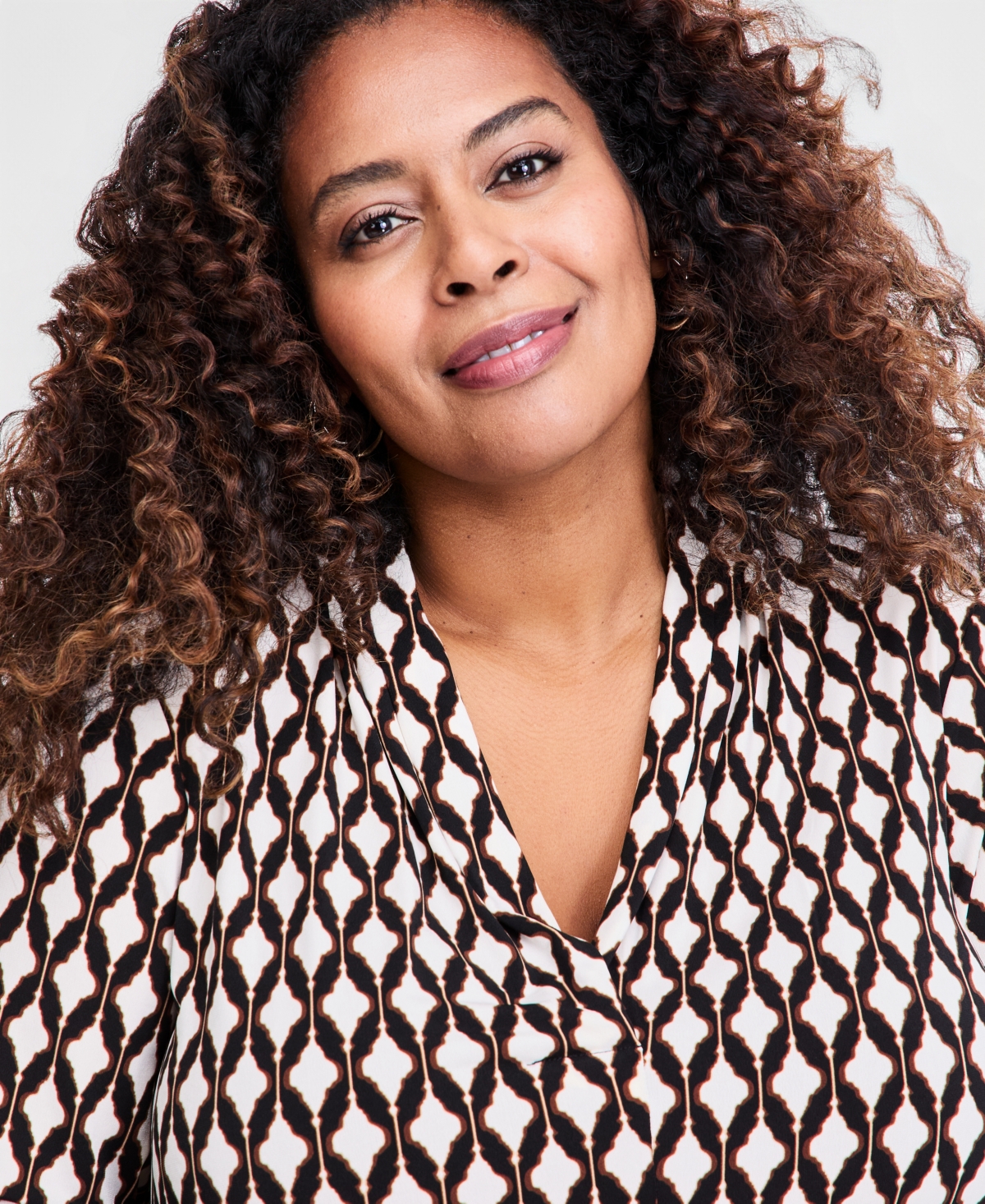 Jm Collection Plus Printed V-Neck 3/4-Sleeve Top, Macy's Exclusive