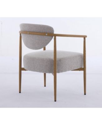fabric dining/living/bedroom chair with metal frame and wood grain visual