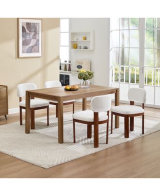 Farmhouse Wooden Dining Chairs Set of 2, Modern Fabric Upholstered Dining Room Chairs