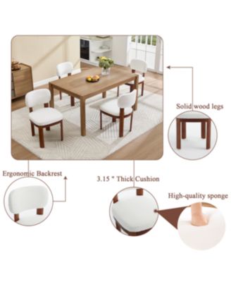 Farmhouse Wooden Dining Chairs Set of 2, Modern Fabric Upholstered Dining Room Chairs