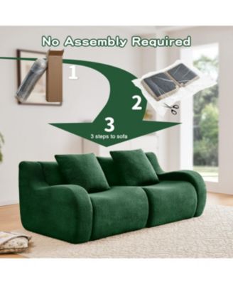 Streamdale Soft Teddy Fabric Boneless Sofa, No Assembly, Anti-Slip, 32D Sponge