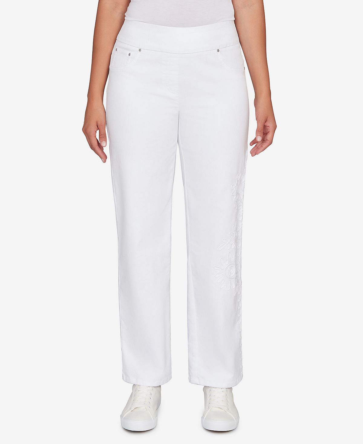 Ruby Rd. Petite Embroidered Stovepipe Pull On Jeans view 1 — MAYCSS fashion products