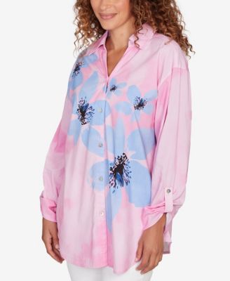 Petite Watercolor Floral Collared Top