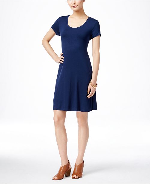 Style & Co Petite Short-Sleeve A-Line Dress, Created for Macy&#39;s & Reviews - Dresses - Petites ...