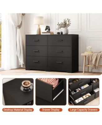 6-Drawer Dresser – Modern Wooden Chest with Metal Handles, Perfect Organizer for Bedroom, Closet, or Living Room.