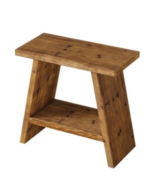 Solid Wood End Table Set of 2, Narrow Small Side Table with 2-Tier Storage