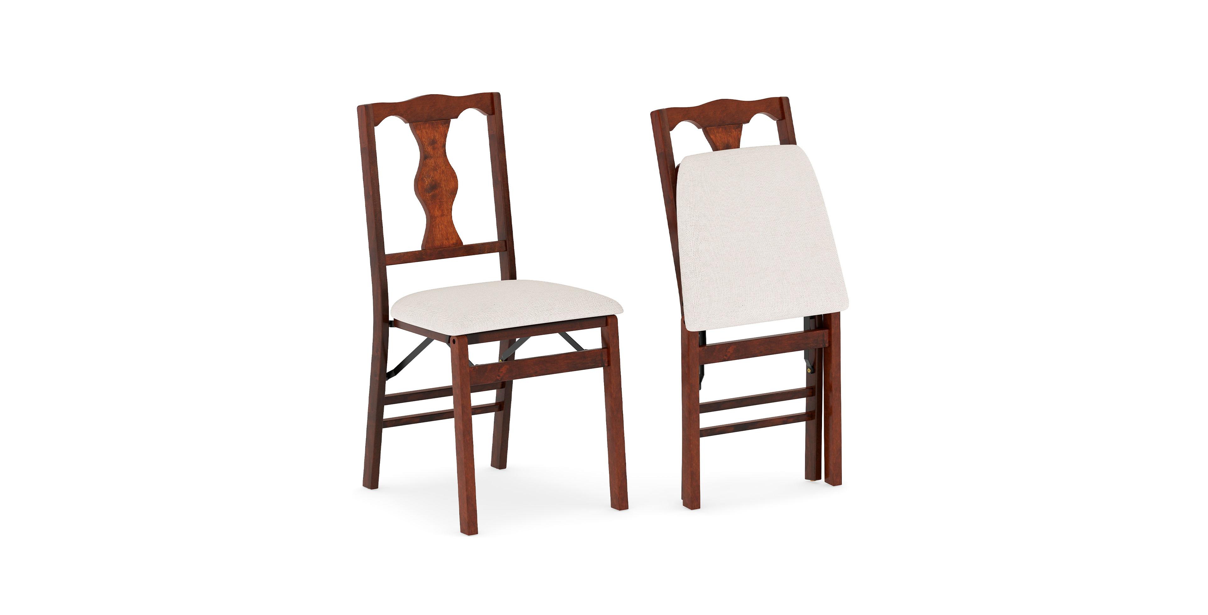 Gymax Set of 2 Folding Dining Chairs w/Rubber Wood Frame Soft Padded Seat Cushion