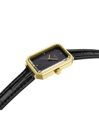 Women's Quartz Black Leather Strap Watch, 21.80mm