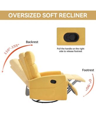Manual Recliner Chair with Rocker and Swivel in Fabric for Living Room