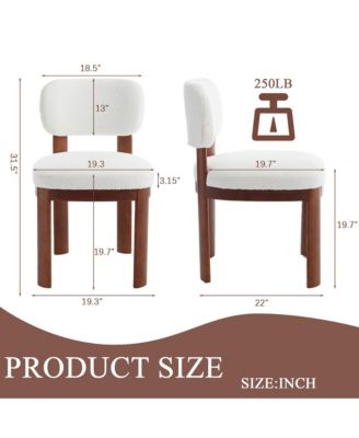 Set of 2 Farmhouse Wooden Dining Chairs 22.05" Fabric Upholstered with Rubberwood Legs