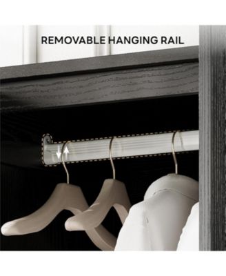 Black Armoire Wardrobe Closet 70" H, 5 Doors Bedroom Wooden Wardrobe with 4 Storage Shelves and Hanging Rod