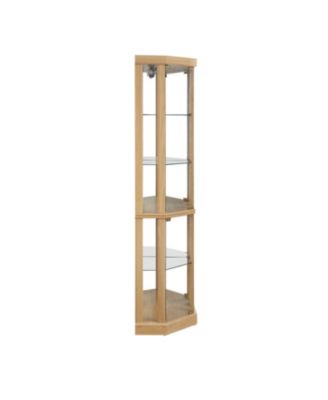 Lighted Corner Curio Cabinet - Light Oak