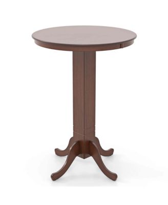 30 Inch Wood Pub Round Dining Table with Pedestal Base Kitchen Diner Table