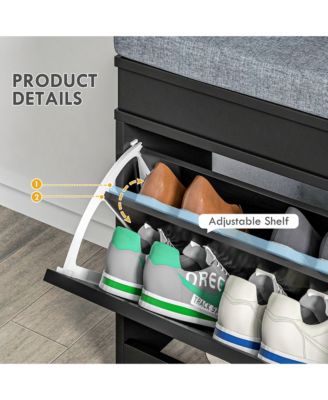 Shoe Organizer Bench with Seat and Lower Shelf