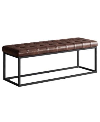 Global Archive 50" Genuine Distressed Leather Mid-Century Modern Ottoman Bench