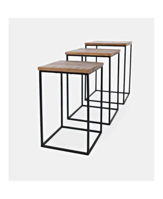 Brody Square Modern Rustic Solid Wood and Metal Nesting End Tables - Set of 3